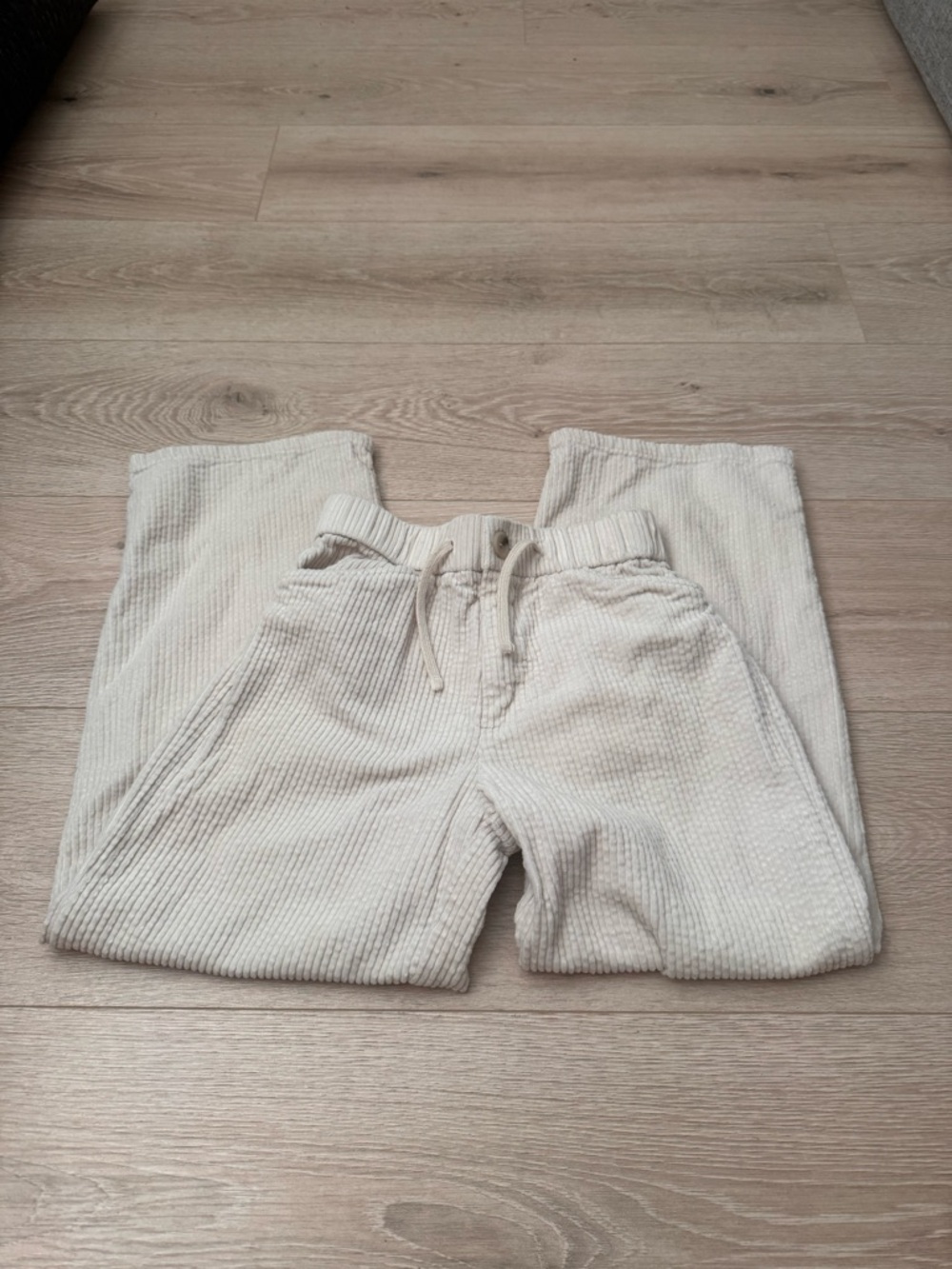 Zara Kids Cream Ribbed Drawstring Pants
